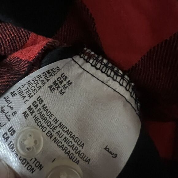 Club Room Mens Shirt M Medium Red Black Flannel Plaid Button Up Collared - Picture 6 of 8